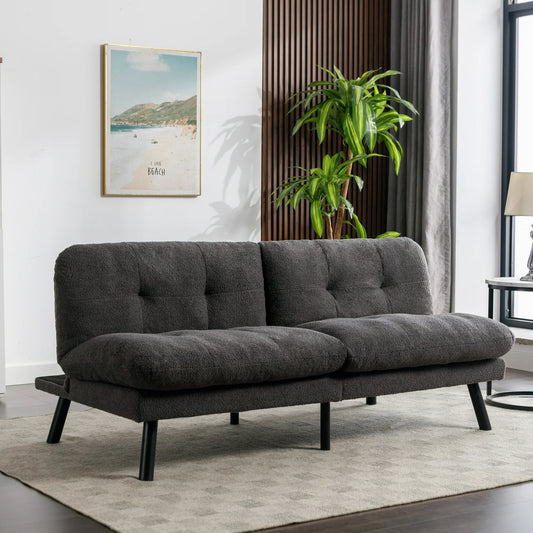 Thombrower 72" Camden Cozy Futon, Charcoal Boucle Fabric