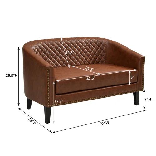 Boney Tufted Faux Leather Upholstered Small Loveseat
