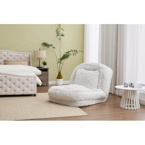 Upholstered Human Dog Bed For Humans And Pets, Adjustable Reclining Sofa With Removable Cover And Cushions, Faux Fur Lazy Sofa For Living Room And Bedroom