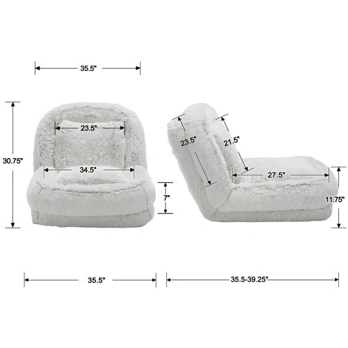 Upholstered Human Dog Bed For Humans And Pets, Adjustable Reclining Sofa With Removable Cover And Cushions, Faux Fur Lazy Sofa For Living Room And Bedroom