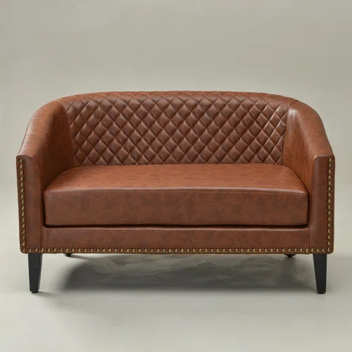 Boney Tufted Faux Leather Upholstered Small Loveseat