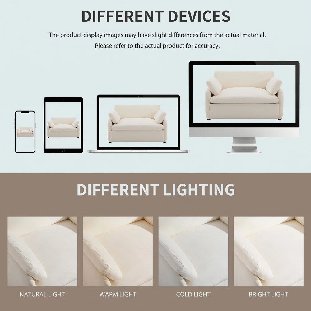 Oversized Chenille Single Sofa Chair, Wide And Deep Seat Accent Chair, Modern Upholstered Comfy Armchair