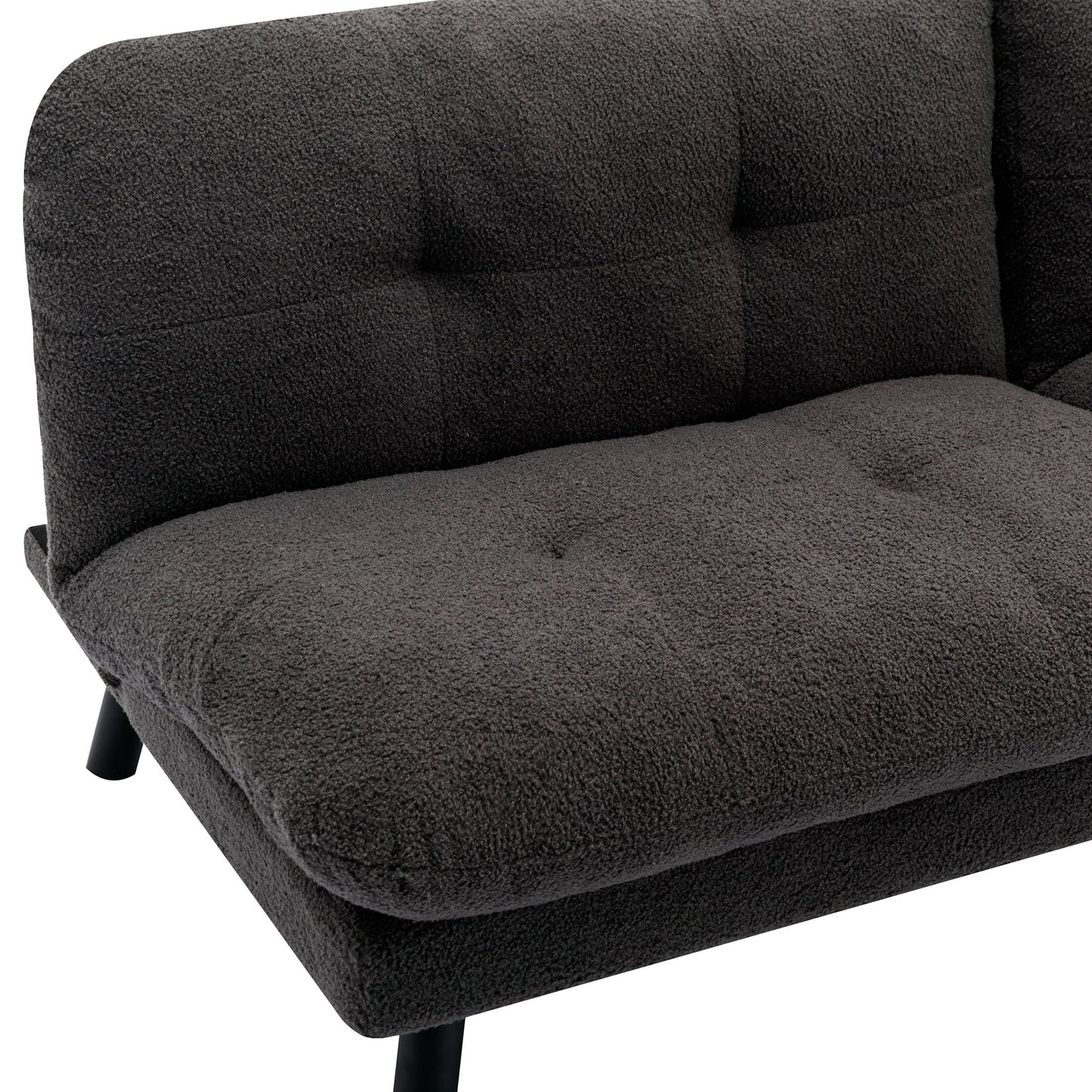 Thombrower 72" Camden Cozy Futon, Charcoal Boucle Fabric