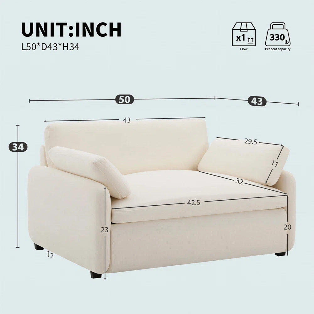 Oversized Chenille Single Sofa Chair, Wide And Deep Seat Accent Chair, Modern Upholstered Comfy Armchair