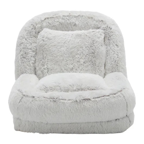 Upholstered Human Dog Bed For Humans And Pets, Adjustable Reclining Sofa With Removable Cover And Cushions, Faux Fur Lazy Sofa For Living Room And Bedroom