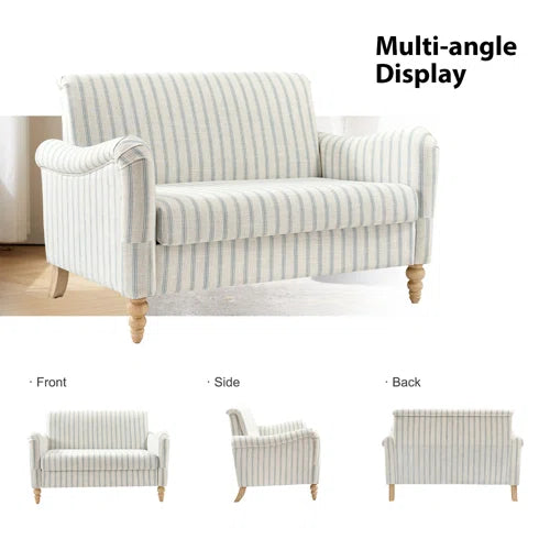 Terren 51"W Farmhouse Loveseat With Solid Wood Spindle Legs