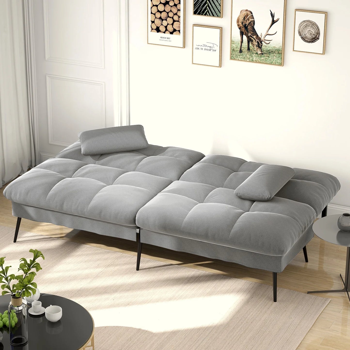 Thombrower Cloud Comfort Convertible Futon Sofa Bed, Gray
