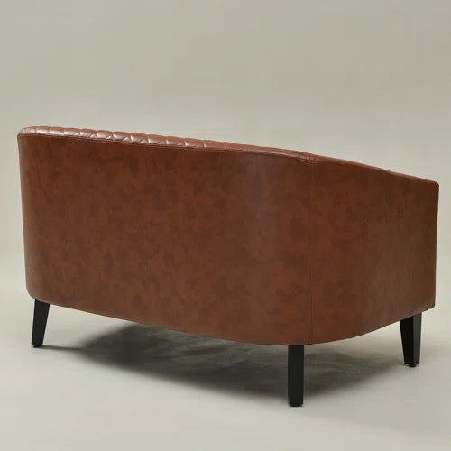 Boney Tufted Faux Leather Upholstered Small Loveseat
