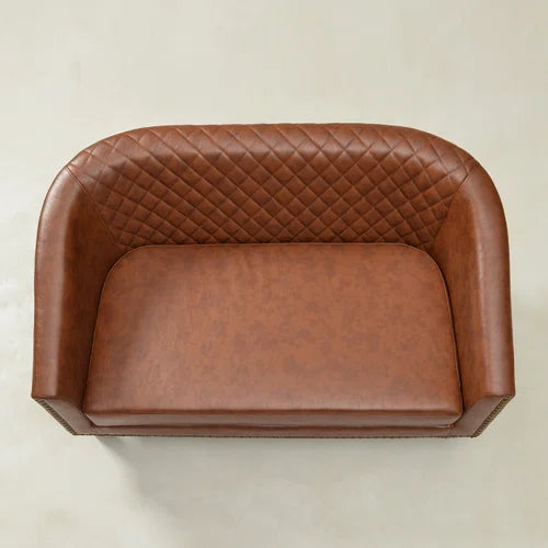 Boney Tufted Faux Leather Upholstered Small Loveseat